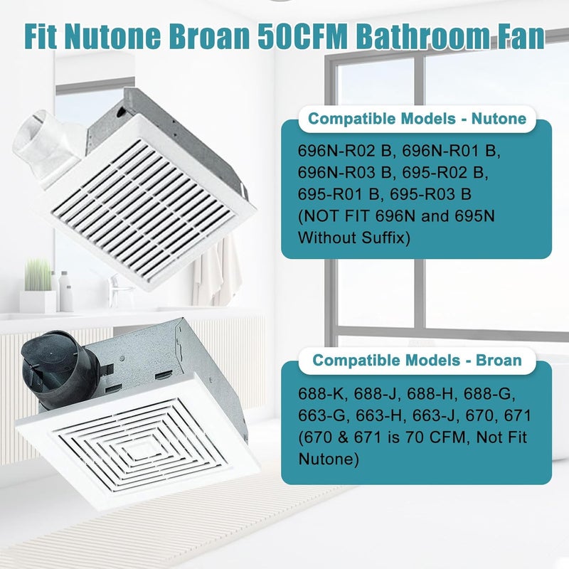 Criditpid 【Upgrade】 S97012026 Fan, 696N-R02 B Unit Motor for Broan 688-K, 688-J, 688-H, 688-G, 663-H, 663-G, 663-J, 688K, Nutone 695-R02 B, 695-R03 B, 696N-R01 B Bathroom Exhaust Fan Replacement Motor, 50CFM - Image 3